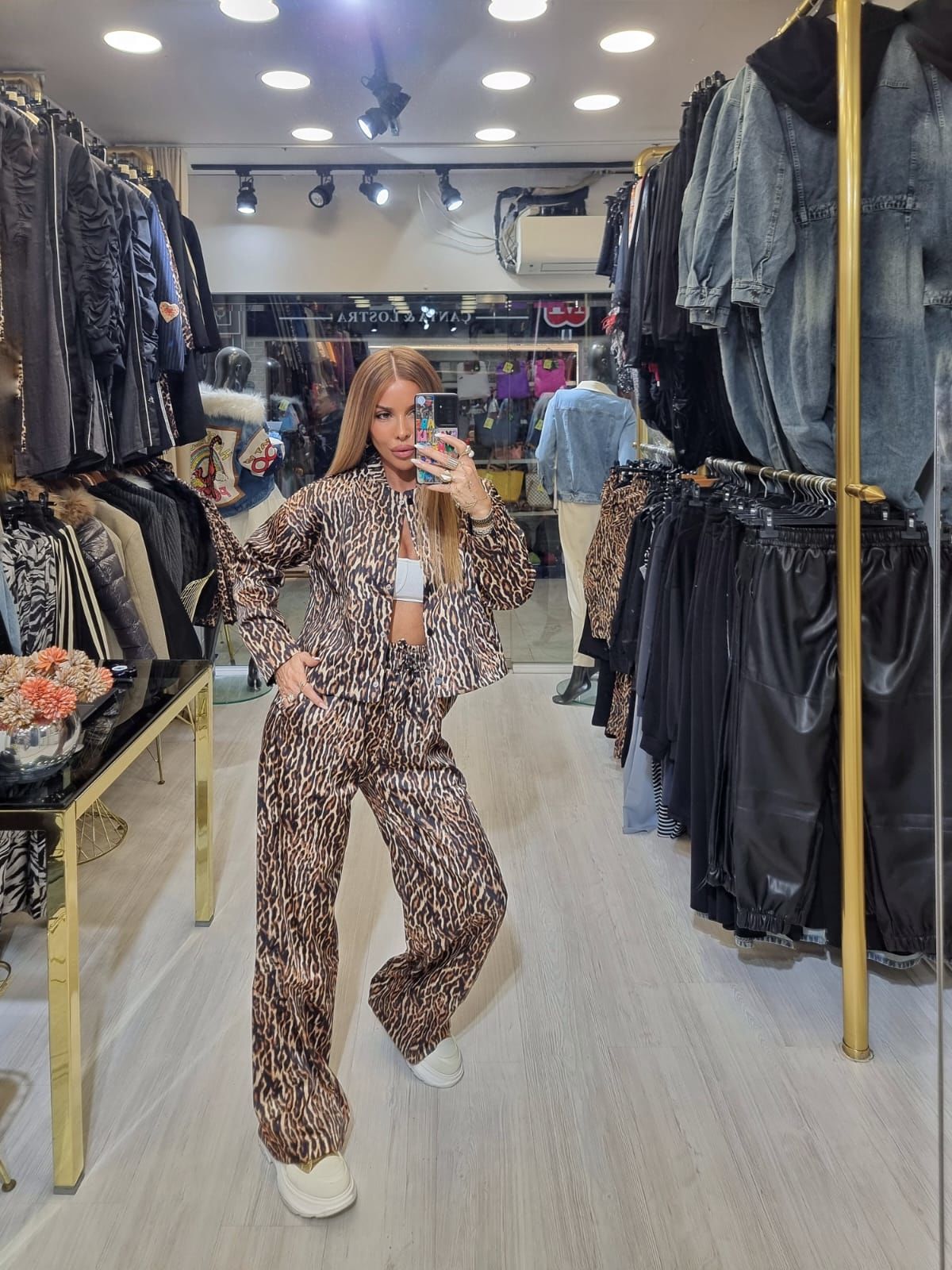 Bomber Leopar Ceket Pantolon Takım